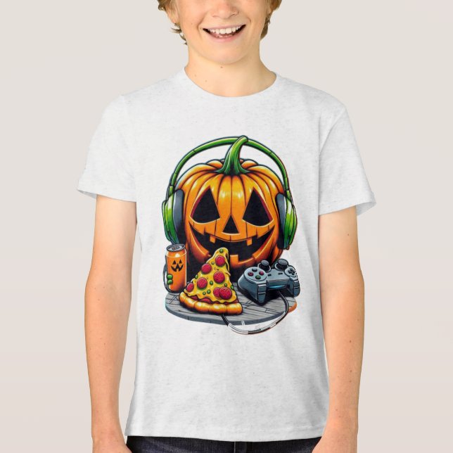 Abóbora de Halloween com Fones de ouvido e Jogos? (Frente)