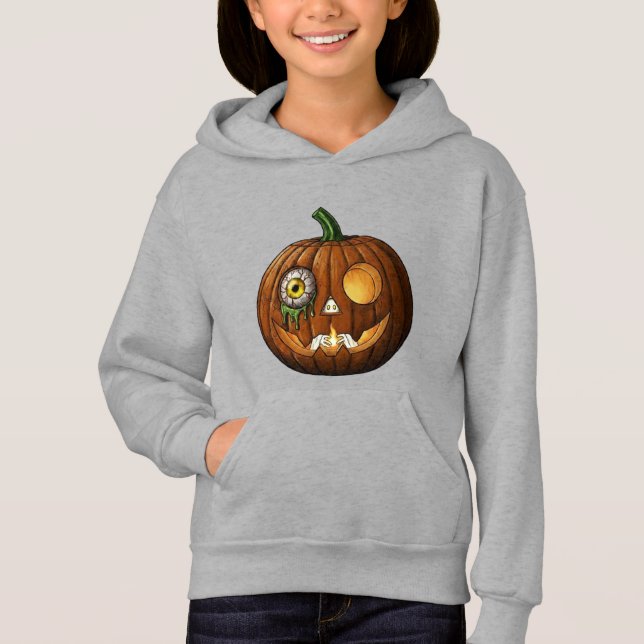 Abóbora de Halloween com Olho Místico e Mãos de Es (Frente)