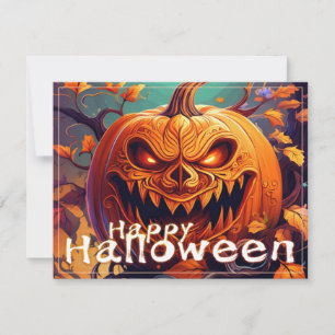 Abóbora de Halloween com Olhos Brilhantes e Ameaça