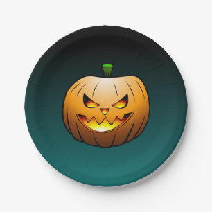 Abóbora de Halloween em um Prato de Papel
