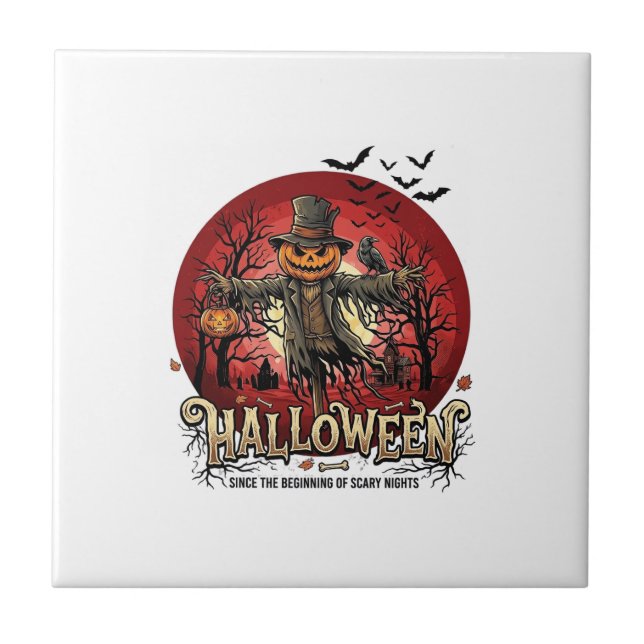 Abóbora de Halloween Espantalho Corvo Morcegos_1 (Frente)