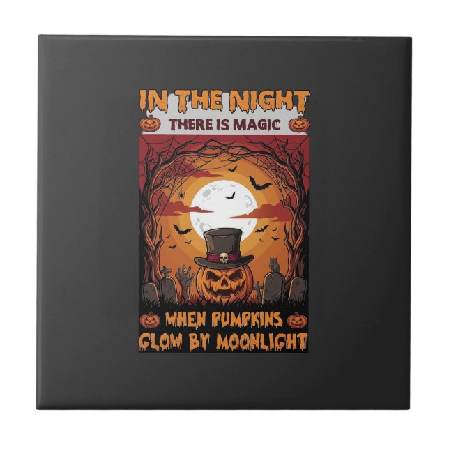 Abóbora de Halloween Noturna Chapéu Alto Morcego C (Frente)