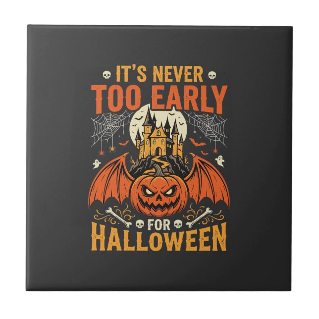 Abóbora de Halloween Nunca Muito Cedo Castelo Gráf (Frente)