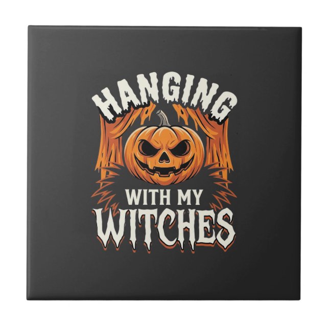 Abobora de Halloween Pendurada Com Minhas Bruxas (Frente)