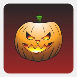 Abóbora de Halloween Queimando em Adesivos