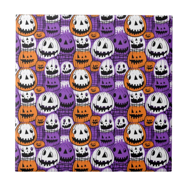 Abóbora de Halloween - Roxo, Laranja, Branco (Frente)