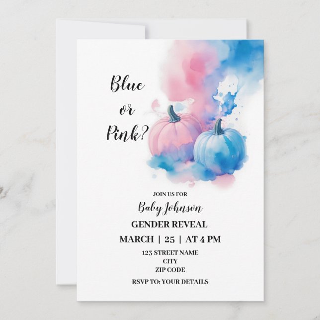 Abóbora de queda, tema gênero revela convite (Frente)