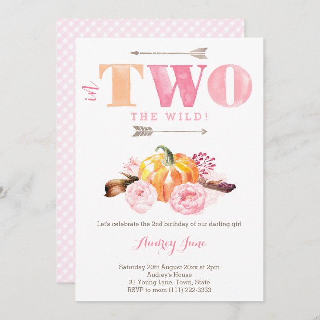 abóbora dois convite selvagem, segundo aniversário (Frente/Verso)