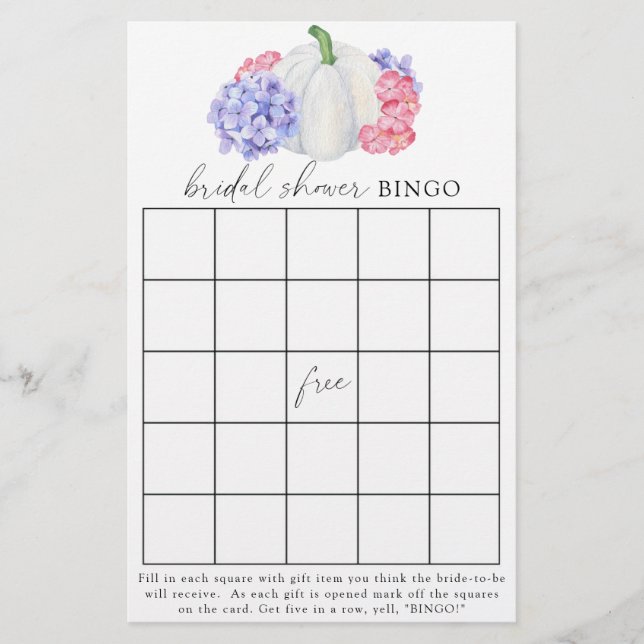 Abóbora - Jogo de bingo para chá de noiva (Frente)