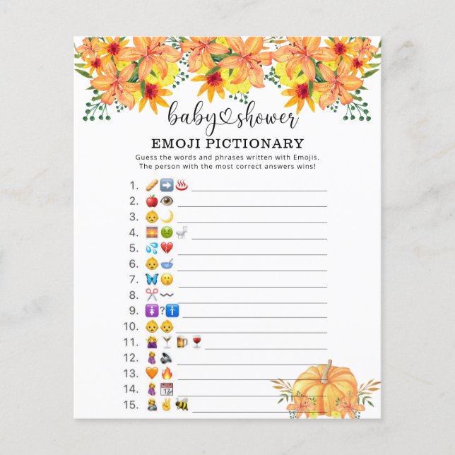 Abóbora - Jogo de imagem Emoji baby shower (Frente)