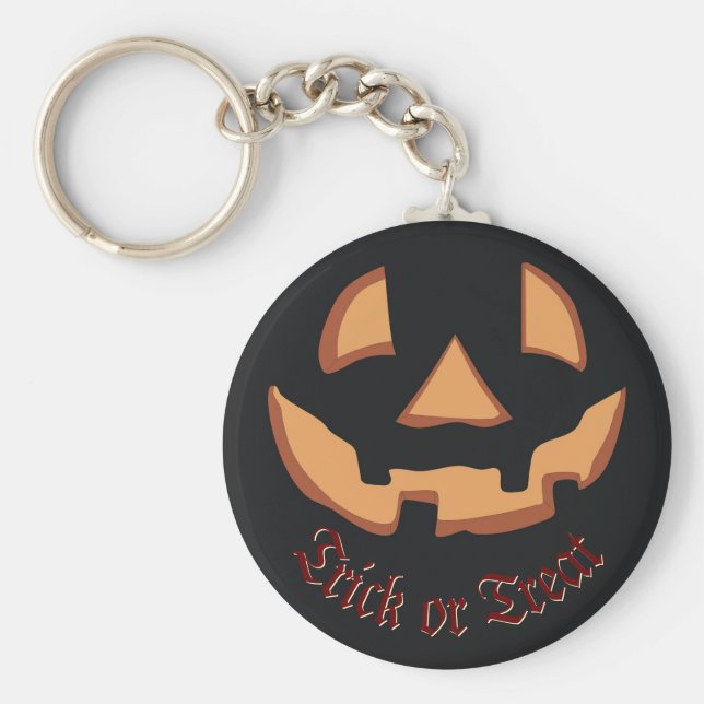 Abóbora para Halloween em chaveiro preto (Frente)