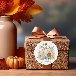 Abóbora pastel e etiqueta personalizada floral boh