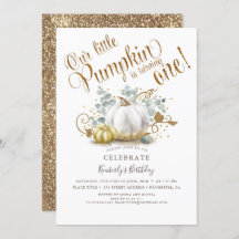 Abóbora Primeiro Convite de Aniversário outono out