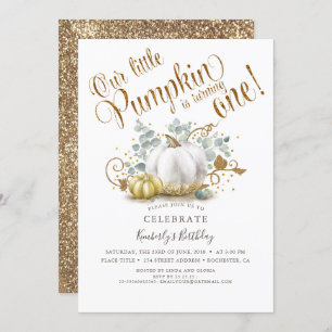 Abóbora Primeiro Convite de Aniversário outono out