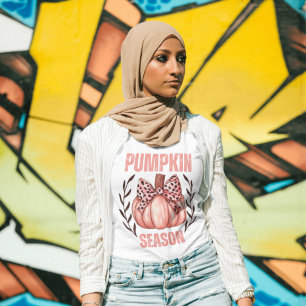 Abóbora Rosa Retro Temporada Coquette Laço Outono 