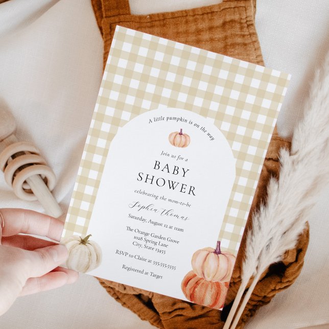 Abóbora Sexo Arco Neutro do Chá de fraldas Convite (Criador carregado)