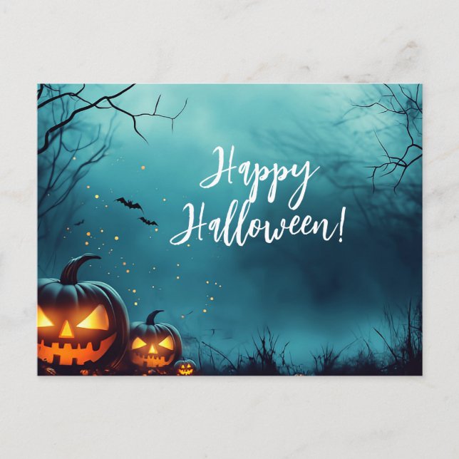 Abóboras Assustadoras pela Noite Cartão de Boas Fe (Frente)