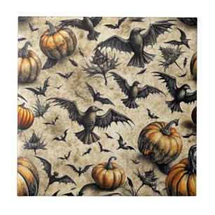 Abóboras de Halloween Vintage Morcegos Corvos Outo