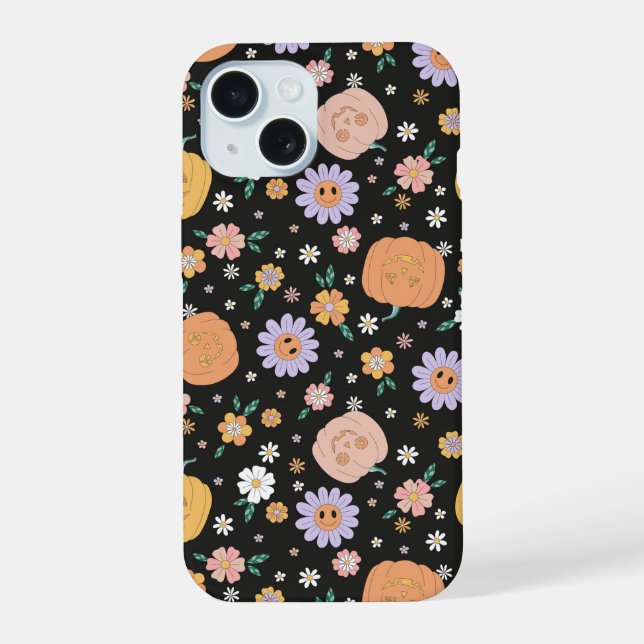 Abóboras e Flores de Halloween em Estilo Retrô (Verso)