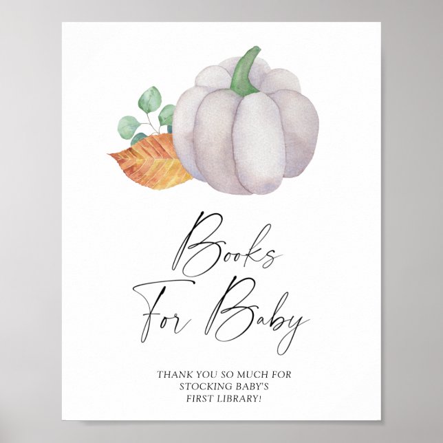 Abóboras em aquarela - livros para pôster de bebê (Frente)