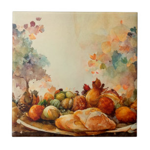 Abóboras Laranja Rústicas Aquarela Vintage Peru
