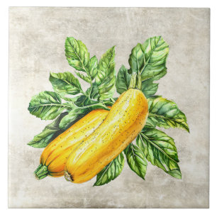Abobrinha Amarela Rústica em Aquarela Textura Fals