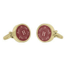 Elegante, monogramas burgundy Cufflinks