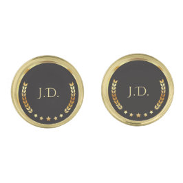 Abotoaduras Com Acabamento Dourado Preto personalizado elegante e Dourado