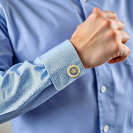 Abotoaduras Com Acabamento Dourado Royal Blue Gold Crown