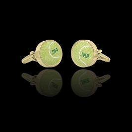 Abotoaduras Com Acabamento Dourado Tennis Ball Monogram Initials
