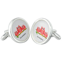 Abotoaduras Red Owls Design Personalised Cufflinks