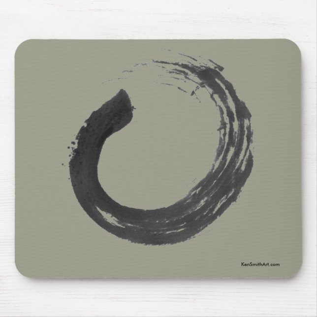 Abra o zen Mousepad de Enso do círculo, Khaki (Frente)