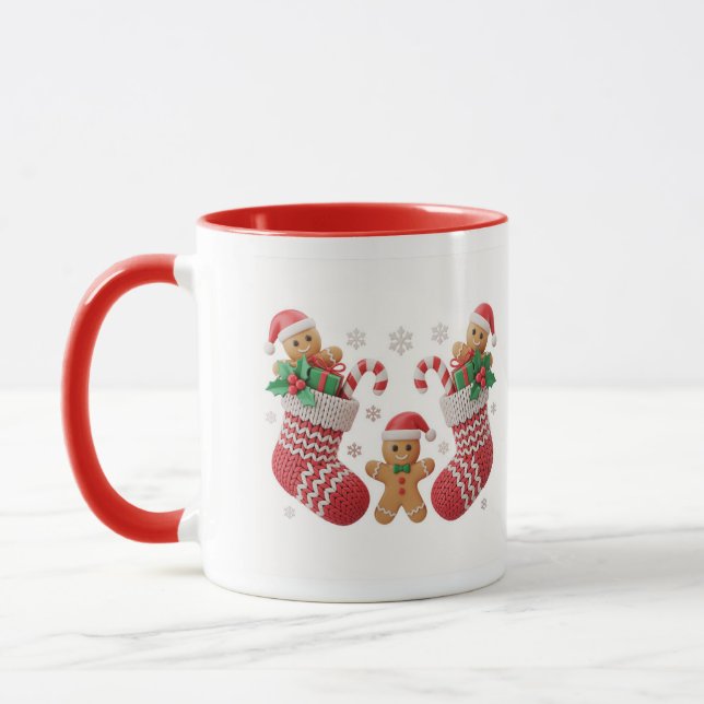 Abrace de Caneca de Meia de Natal de Gengibre Fofo (Esquerda)