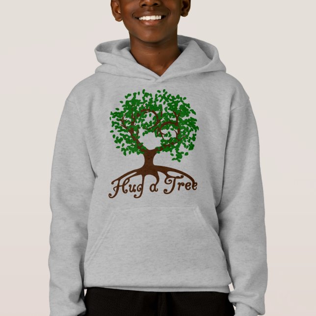 Abrace um Hoodie da juventude da árvore (Frente)