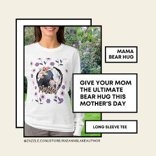 "Abraço de Mamãe Urso" Camiseta Manga Longa para o