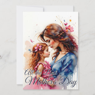 Abraço do Dia das Mães em Estilo Floral Aquarela