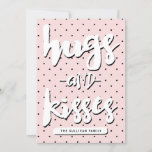 Abraços e beijos | Cartão com fotos Dia de os namo<br><div class="desc">Dia de os namorados personalizável com padrão bolinhas rosa e preto e tipografia moderna.</div>