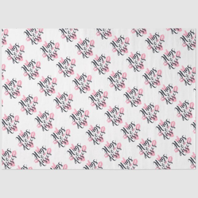 Abraços e Beijos com Papel Tecido Coração (Frente )