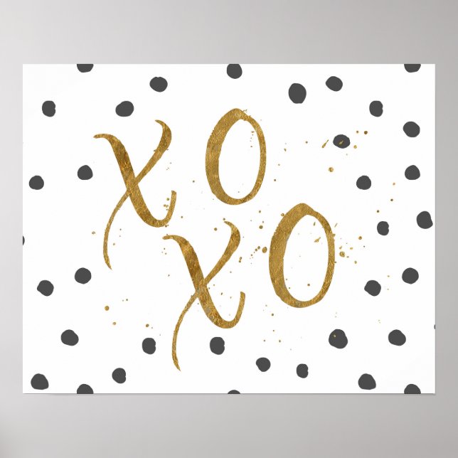 Abraços e beijos XOXO Faux Dourado Dot Poster (Frente)