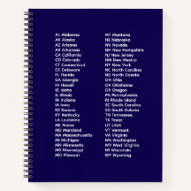 Abreviações dos 50 Estados – Caderno de Notas Espi