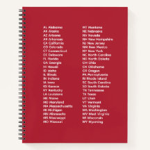 Abreviações dos 50 Estados – Caderno Espiral Verme
