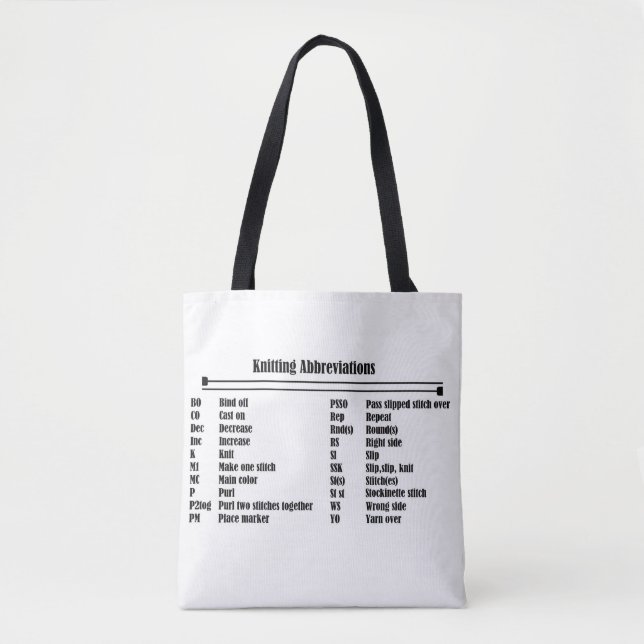 Abreviaturas de tricô - Marca de Tote (Frente)