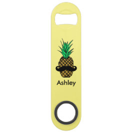 Abridor De Garrafa Bar Key Abacaxi tropical engraçado com monograma do bigode