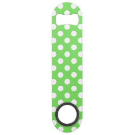 Abridor De Garrafa Bar Key Bolinhas brancas em verde-maçã