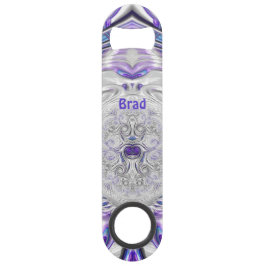 Abridor De Garrafa Bar Key BRAD ~ Púrpura Prata branca ~ Fractal original ~
