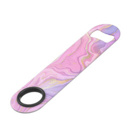 Abridor De Garrafa Bar Key Luxo Marble Glitter Rosa Púrpura Dourada