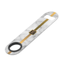 Mármaco branco monograma, legante, Dourado