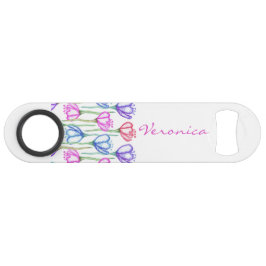 Abridor De Garrafa Bar Key Monograma azul e vermelho roxo cor-de-rosa da