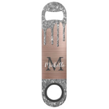 Na moda Silver Glitter Drives Rosa de Monograma Do
