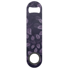 Abridor De Garrafa Bar Key Padrão de Folhas de Púrpura de Aquarela